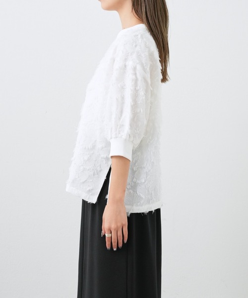 COLONY 2139（コロニートゥーワンスリーナイン）の「フリンジジャガードクルーネックパフスリーブプルオーバー（シャツ/ブラウス・レディース・オフホワイト/ブラック・FREE）」の12枚目の写真