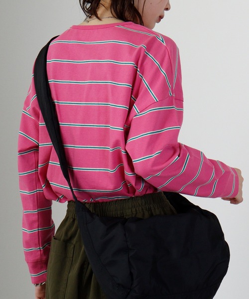 hunch(ハンチ)の「hunch OE 天竺 バックラウンドヘム ボーダーPO(Tシャツ/カットソー・レディース・グリーン系/ピンク系/ブラウン系/パープル系・FREE)」の22枚目の写真