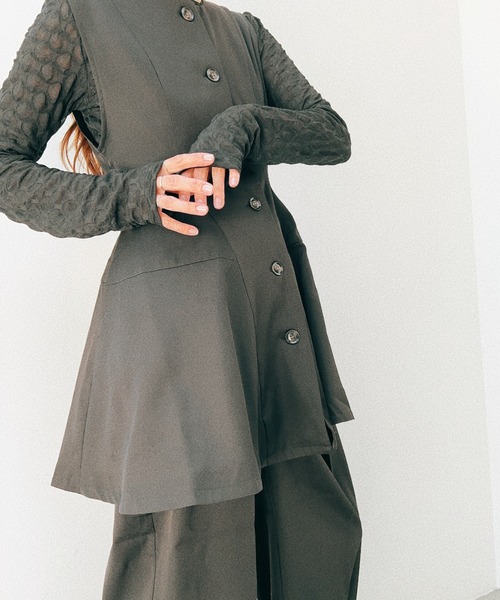 y/m by misato（イムバイミサト）の「ジオメトリックジャガードシアートップス（Tシャツ/カットソー・レディース・アイボリー/ブラック・FREE）」の9枚目の写真