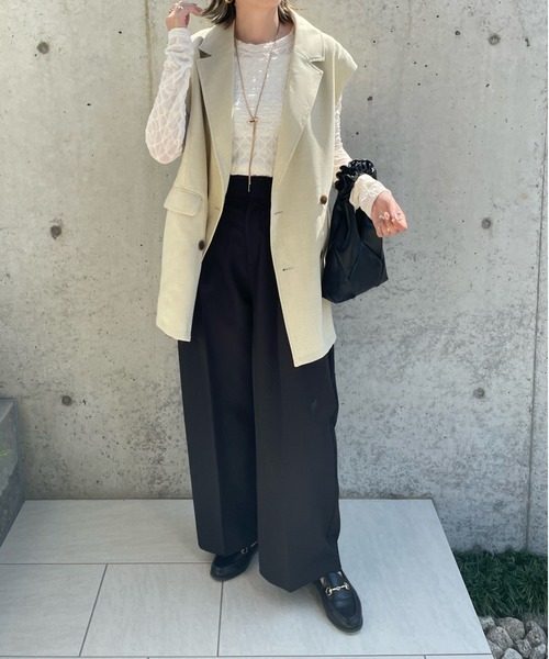 y/m by misato（イムバイミサト）の「ジオメトリックジャガードシアートップス（Tシャツ/カットソー・レディース・アイボリー/ブラック・FREE）」の20枚目の写真