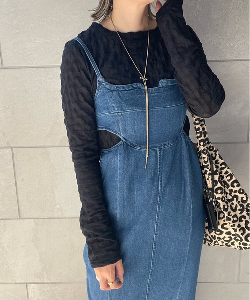 y/m by misato（イムバイミサト）の「ジオメトリックジャガードシアートップス（Tシャツ/カットソー・レディース・アイボリー/ブラック・FREE）」の13枚目の写真