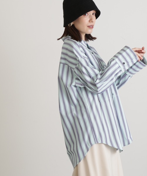 N.(N. Natural Beauty Basic)(エヌエヌナチュラルビューティーベーシック)の「◆アウトポケットストライプシャツ(シャツ/ブラウス・レディース・ブルー系その他/ブルー系その他2/ピンク系その他・MEDIUM)」の2枚目の写真