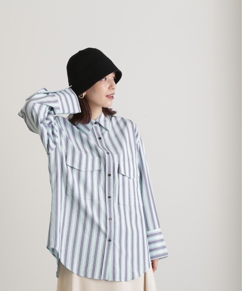 N.(N. Natural Beauty Basic)(エヌエヌナチュラルビューティーベーシック)の「◆アウトポケットストライプシャツ(シャツ/ブラウス・レディース・ブルー系その他/ブルー系その他2/ピンク系その他・MEDIUM)」の4枚目の写真