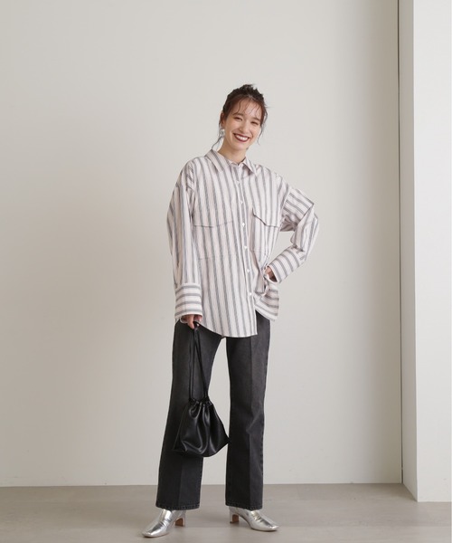 N.(N. Natural Beauty Basic)(エヌエヌナチュラルビューティーベーシック)の「◆アウトポケットストライプシャツ(シャツ/ブラウス・レディース・ブルー系その他/ブルー系その他2/ピンク系その他・MEDIUM)」の21枚目の写真