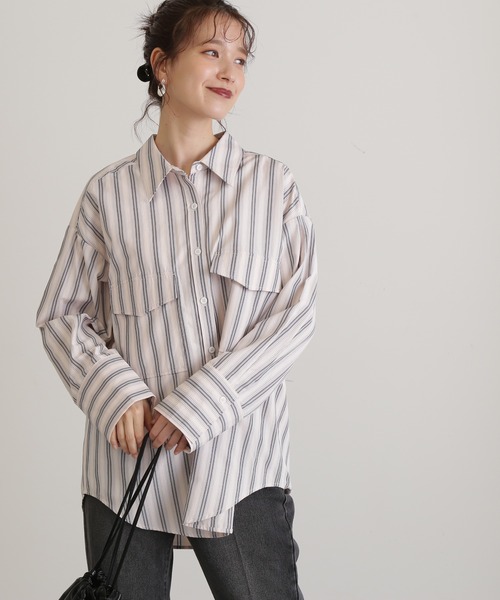 N.(N. Natural Beauty Basic)(エヌエヌナチュラルビューティーベーシック)の「◆アウトポケットストライプシャツ(シャツ/ブラウス・レディース・ブルー系その他/ブルー系その他2/ピンク系その他・MEDIUM)」の17枚目の写真