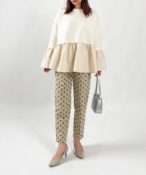 PICCIN(ピッチン)の「【WEB限定】ダンボールニット 裾&袖チュール 長袖プルオーバー(Tシャツ/カットソー・レディース・オフホワイト/チャコールグレー/ブラック・M/L)」の9枚目の写真