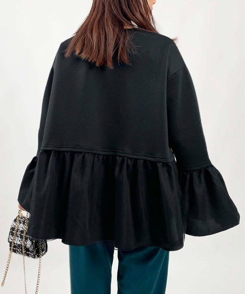 PICCIN(ピッチン)の「【WEB限定】ダンボールニット 裾&袖チュール 長袖プルオーバー(Tシャツ/カットソー・レディース・オフホワイト/チャコールグレー/ブラック・M/L)」の16枚目の写真