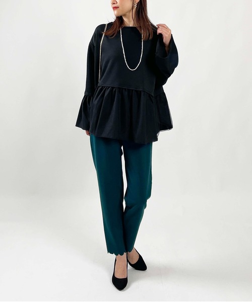 PICCIN(ピッチン)の「【WEB限定】ダンボールニット 裾&袖チュール 長袖プルオーバー(Tシャツ/カットソー・レディース・オフホワイト/チャコールグレー/ブラック・M/L)」の22枚目の写真