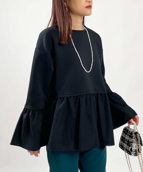 PICCIN(ピッチン)の「【WEB限定】ダンボールニット 裾&袖チュール 長袖プルオーバー(Tシャツ/カットソー・レディース・オフホワイト/チャコールグレー/ブラック・M/L)」の17枚目の写真