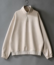 half zip cut suede big pullover /ハーフジップ カットスウェード ビッグプルオーバー