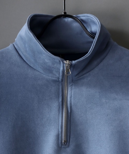 SITRY(シトリー)の「half zip cut suede big pullover /ハーフジップ カットスウェード ビッグプルオーバー(スウェット・メンズ・ブラック/サックスブルー/チャコールグレー/オフホワイト・M/L/XL)」の5枚目の写真