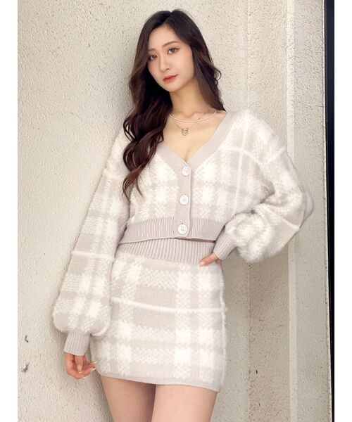 GYDA（ジェイダ）の「【セットアップ着用可】2WAYシャギーCHECK PATTERN ニット トップス（ニット/セーター・レディース・ブラック/アイボリー・FREE）」の22枚目の写真