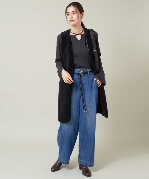 a.v.v(アーヴェヴェ)の「フェイクボアロングジレ(ベスト・レディース・アイボリー/ブラック・38/36/40)」の14枚目の写真