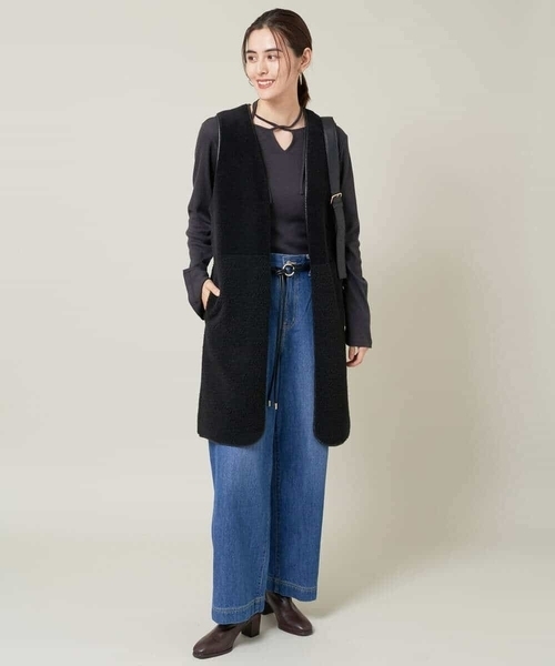 a.v.v(アーヴェヴェ)の「フェイクボアロングジレ(ベスト・レディース・アイボリー/ブラック・38/36/40)」の15枚目の写真