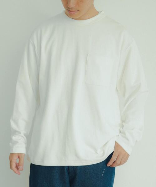 ITEMS URBANRESEARCH（アイテムズ アーバンリサーチ）の「発熱機能 ナガソデムジカットソー（Tシャツ/カットソー・メンズ・ブルー/モカ/ホワイト/ブラック・MEDIUM/LARGE）」の2枚目の写真