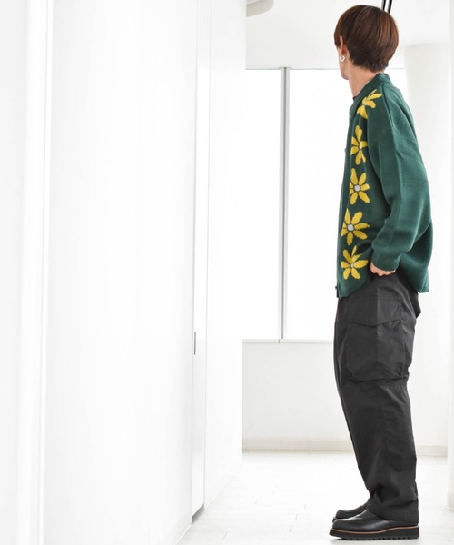 Anytime Songs（エニータイムソングス）の「フラワージャガード柄 襟付きカーディガン（カーディガン/ボレロ・メンズ・グリーン/ブラウン/ブラック・MEDIUM/LARGE/X-LARGE）」の19枚目の写真