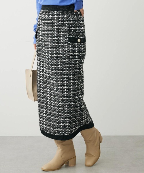 Furryrate（ファーリーレート）の「・furry　rate　ツィードラメニットスカート（スカート・レディース・ブラック/オレンジ・FREE）」の2枚目の写真