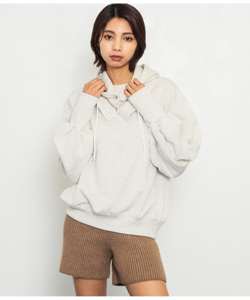 ANAP(アナップ)の「バラクラバ付き裏起毛スウェットトレーナー(パーカー・レディース・ブラック/ネイビー/ライトグレー・FREE)」の8枚目の写真