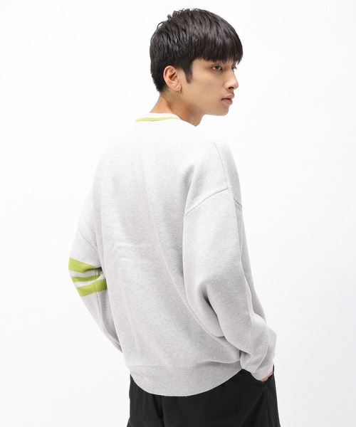 Anui（アニュイ）の「【UNISEX/選べる着丈】カレッジジャガードニットプルオーバー（ニット/セーター・レディース・ネイビー/オートミール・MEDIUM/SMALL）」の6枚目の写真