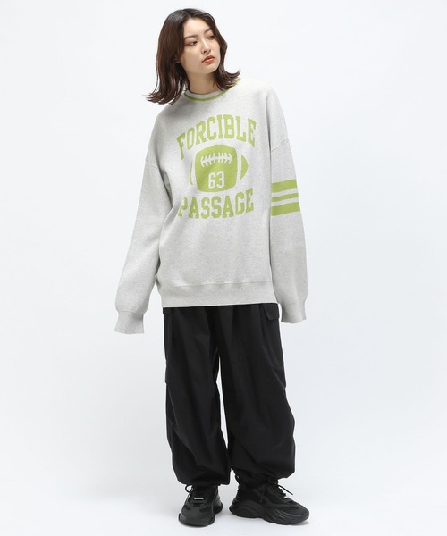 Anui（アニュイ）の「【UNISEX/選べる着丈】カレッジジャガードニットプルオーバー（ニット/セーター・レディース・ネイビー/オートミール・MEDIUM/SMALL）」の18枚目の写真