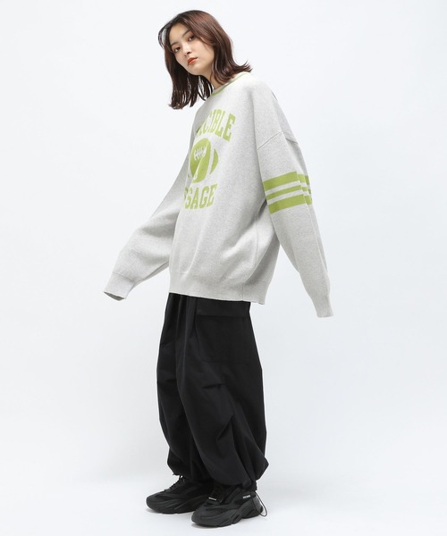 Anui（アニュイ）の「【UNISEX/選べる着丈】カレッジジャガードニットプルオーバー（ニット/セーター・レディース・ネイビー/オートミール・MEDIUM/SMALL）」の19枚目の写真