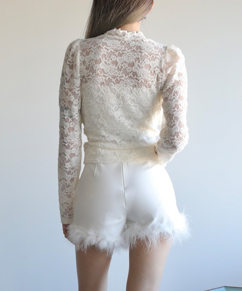 Jasmine Grandiflorum（ジャスミングランディフローラム）の「【Jasmine】ファー付きハイウエストショートパンツ（その他パンツ・レディース・ホワイト/ブラック・MEDIUM/SMALL）」の18枚目の写真