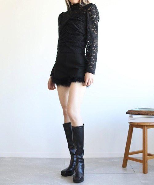 Jasmine Grandiflorum（ジャスミングランディフローラム）の「【Jasmine】ファー付きハイウエストショートパンツ（その他パンツ・レディース・ホワイト/ブラック・MEDIUM/SMALL）」の13枚目の写真