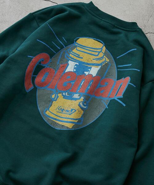 COLEMAN（コールマン）の「COLEMAN（コールマン）別注プリント裏毛クルーネックスウェット23AW（スウェット・メンズ・ダークグリーン/ネイビー/グレー/オフホワイト・S/M/L/XL）」の4枚目の写真