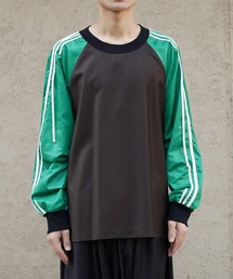 【my beautiful landlet】MATERIAL MIX・GIMMICK LINE RAGLAN PULLOVER