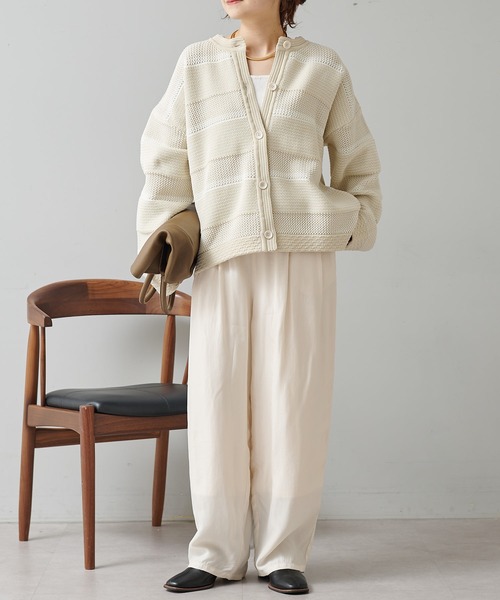 PUAL CE CIN（ピュアルセシン）の「パウダーサテンイージーパンツ（その他パンツ・レディース・ベージュ/ブラック/アイボリー・FREE）」の5枚目の写真