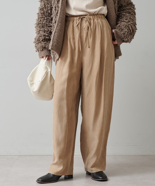 PUAL CE CIN（ピュアルセシン）の「パウダーサテンイージーパンツ（その他パンツ・レディース・ベージュ/ブラック/アイボリー・FREE）」の13枚目の写真