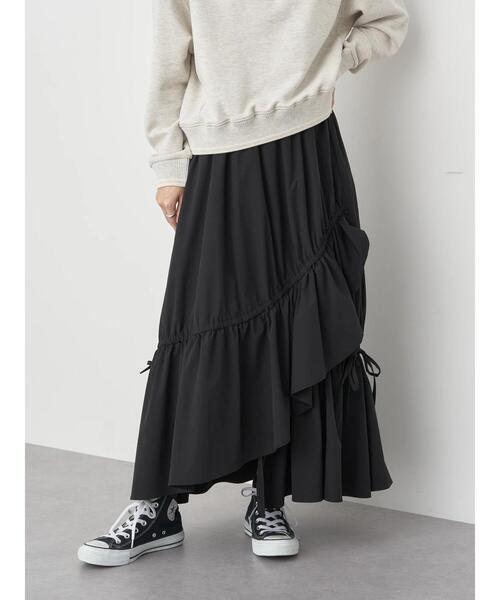 earth music&ecology(アースミュージックアンドエコロジー)の「アシメギャザーヘムスカート(スカート・レディース・パープル/ブラック/その他14・FREE)」の6枚目の写真