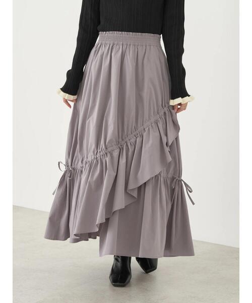 earth music&ecology(アースミュージックアンドエコロジー)の「アシメギャザーヘムスカート(スカート・レディース・パープル/ブラック/その他14・FREE)」の3枚目の写真