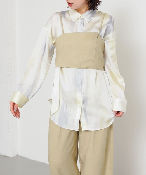 【新品未使用】overdue flair チェックパフスリーブキャミソール リアルスタイル REAL STYLE ビスチェ キャミソール タンクトップ