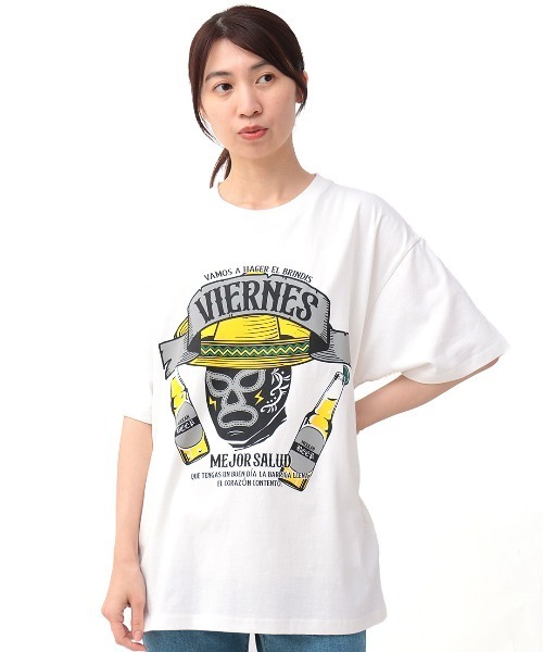 チチカカ(チチカカ)の「USAコットン お酒ルチャプリントTシャツ【ユニセックス】(Tシャツ/カットソー・メンズ・その他1/ホワイト/ブラック・LARGE/MEDIUM)」の8枚目の写真