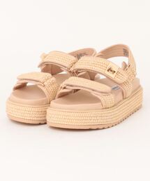 SteveMadden Bigmona ラフィア厚底サンダル プラットフォーム4cm BIGMONA Natural Raffia Leather Women's Platform Sandal