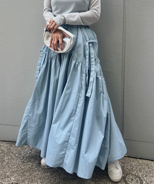 y/m(イム)の「タフタギャザーリボンスカート(スカート・レディース・ブルー/ブラック・FREE)」の11枚目の写真