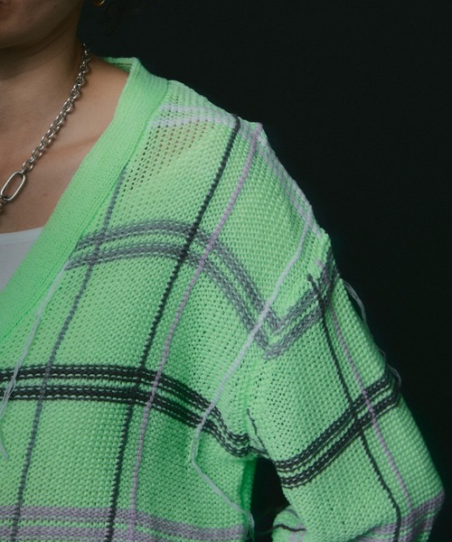 led.tokyo（レッドトウキョウ）の「【led.tokyo】オーバーチェックカーディガン（カーディガン/ボレロ・レディース・グレー/グリーン・FREE）」の15枚目の写真