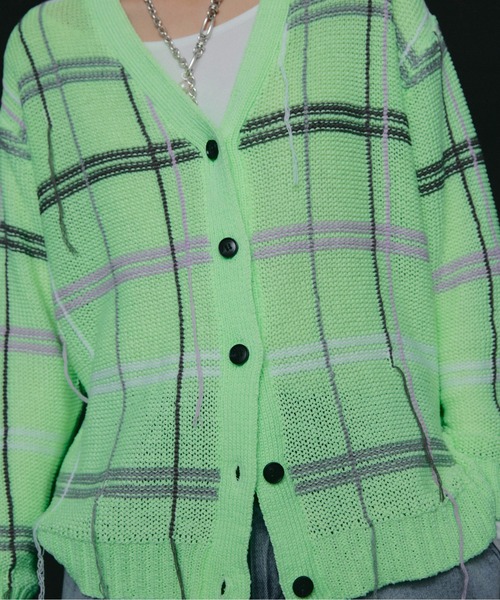 led.tokyo（レッドトウキョウ）の「【led.tokyo】オーバーチェックカーディガン（カーディガン/ボレロ・レディース・グレー/グリーン・FREE）」の14枚目の写真