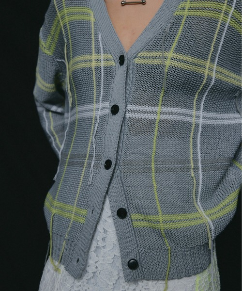 led.tokyo（レッドトウキョウ）の「【led.tokyo】オーバーチェックカーディガン（カーディガン/ボレロ・レディース・グレー/グリーン・FREE）」の10枚目の写真