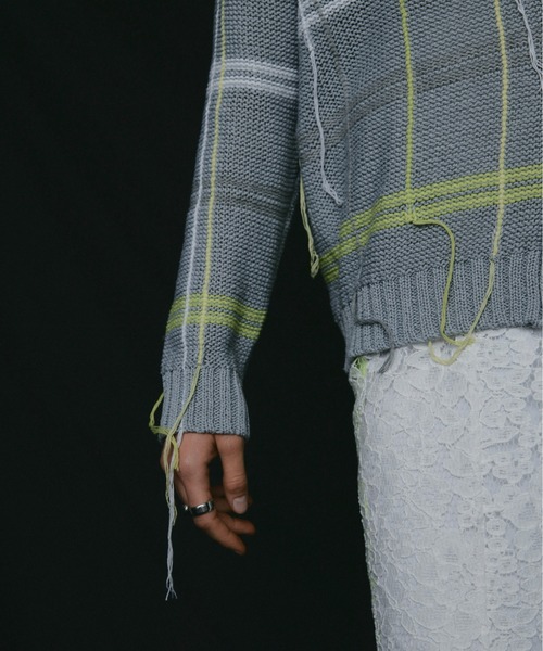 led.tokyo（レッドトウキョウ）の「【led.tokyo】オーバーチェックカーディガン（カーディガン/ボレロ・レディース・グレー/グリーン・FREE）」の8枚目の写真