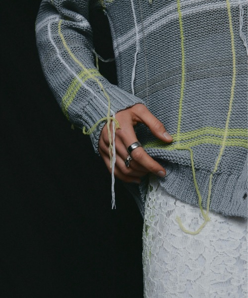 led.tokyo（レッドトウキョウ）の「【led.tokyo】オーバーチェックカーディガン（カーディガン/ボレロ・レディース・グレー/グリーン・FREE）」の9枚目の写真