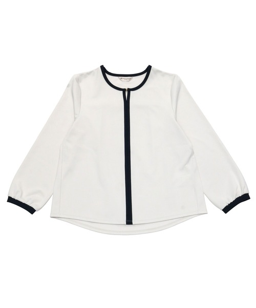 TOKYO SHIRTS（トウキョウシャツ）の「配色センターシーム 長袖ブラウス（Tシャツ/カットソー・レディース・ネイビー/ブルーグリーン/アイボリー・L/M）」の2枚目の写真