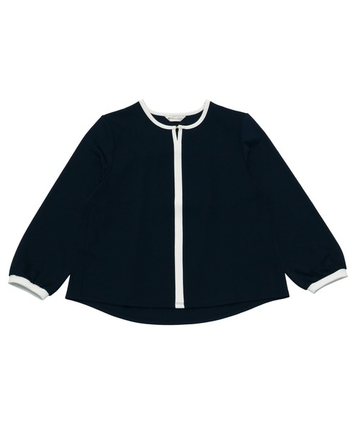 TOKYO SHIRTS（トウキョウシャツ）の「配色センターシーム 長袖ブラウス（Tシャツ/カットソー・レディース・ネイビー/ブルーグリーン/アイボリー・L/M）」の3枚目の写真