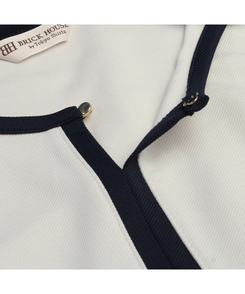 TOKYO SHIRTS（トウキョウシャツ）の「配色センターシーム 長袖ブラウス（Tシャツ/カットソー・レディース・ネイビー/ブルーグリーン/アイボリー・L/M）」の15枚目の写真