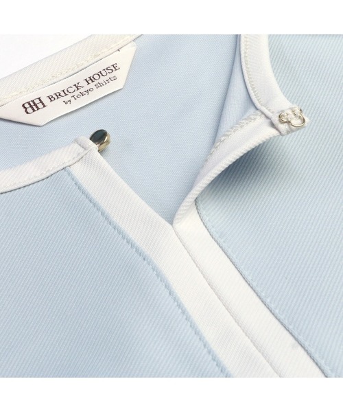 TOKYO SHIRTS（トウキョウシャツ）の「配色センターシーム 長袖ブラウス（Tシャツ/カットソー・レディース・ネイビー/ブルーグリーン/アイボリー・L/M）」の11枚目の写真