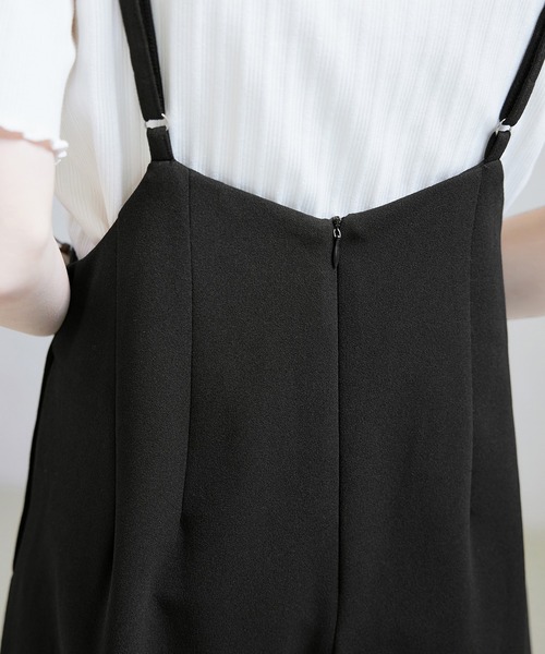 CHAN ME（チャンミ）の「カットジョーゼットタックサロペット（サロペット/オーバーオール・レディース・ブラック・LARGE/MEDIUM）」の11枚目の写真