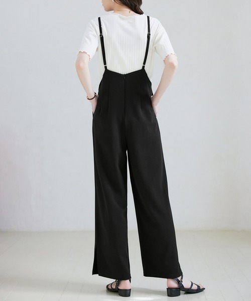CHAN ME（チャンミ）の「カットジョーゼットタックサロペット（サロペット/オーバーオール・レディース・ブラック・LARGE/MEDIUM）」の7枚目の写真