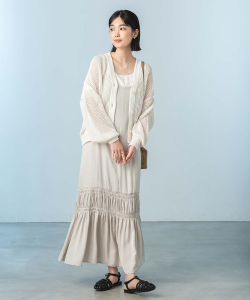 Gready Brilliant(グレディブリリアン)の「ギマメッシュVネックカーディガン(カーディガン/ボレロ・レディース・オフホワイト/ライトグレー/イエロー・FREE)」の5枚目の写真