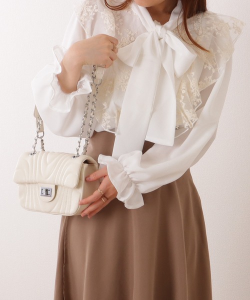 Lace Ladies(レースレディース)の「ウエーブ ステッチ キルティング チェーン ショルダー バッグ(ショルダーバッグ・レディース・ブルー/ブラック/ミント/ホワイト・FREE)」の15枚目の写真
